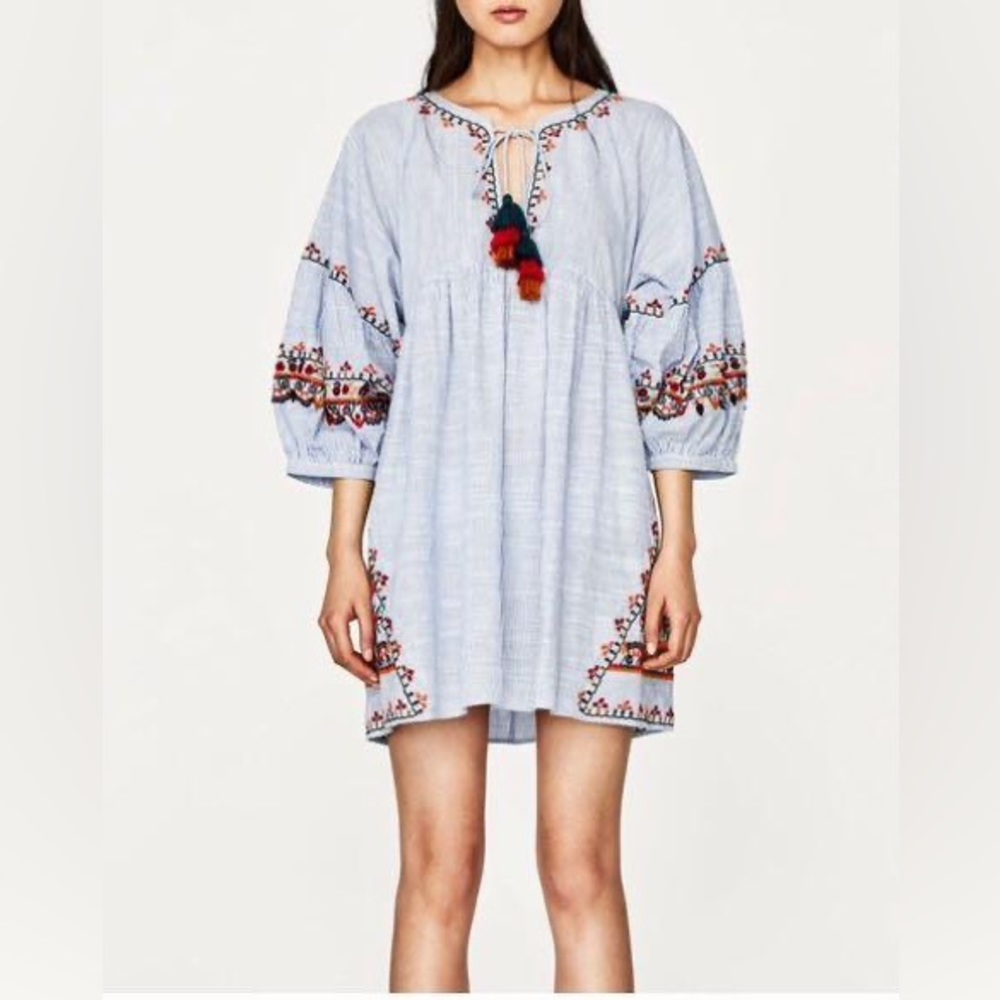 Zara Trafaluc Embroidered Dress